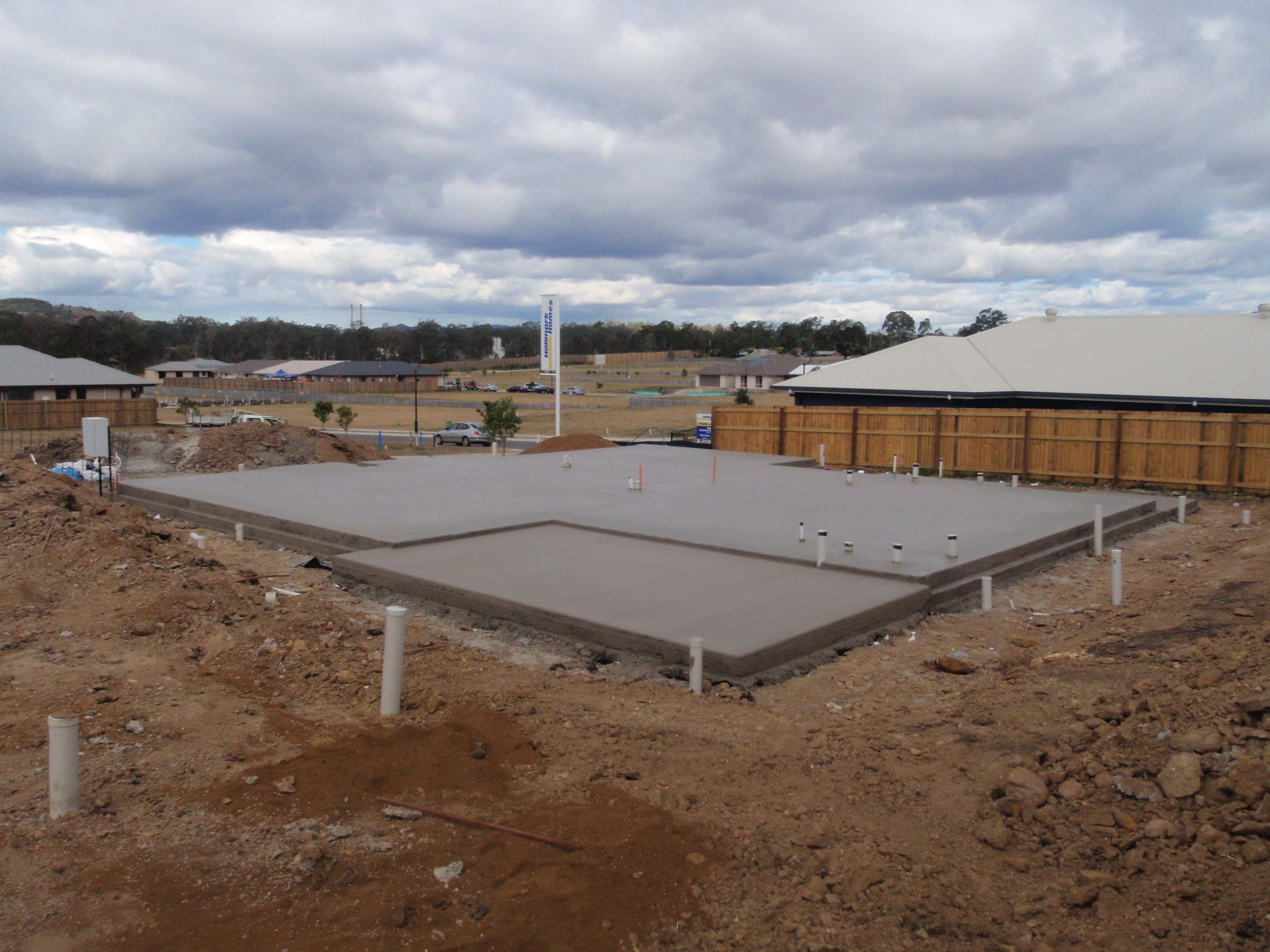 New Concrete House Slab With Step Down Brisbane Concrete Landscaping 